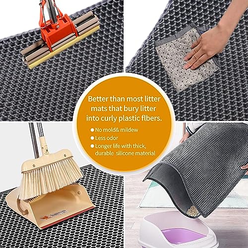 Qpets® Cat Litter Mat 15.7 x 23.6 inches 40 x 60cm Double Layer Open Edge Design Waterproof EVA Material Durable Washable for Cats Box Tray Grey 3 PCS Qpets® Cat Litter Mat 15.7 x 23.6 inches 40 x 60cm Double Layer Open Edge Design Waterproof EVA Material Durable Washable for Cats Box Tray Grey 3 PCS